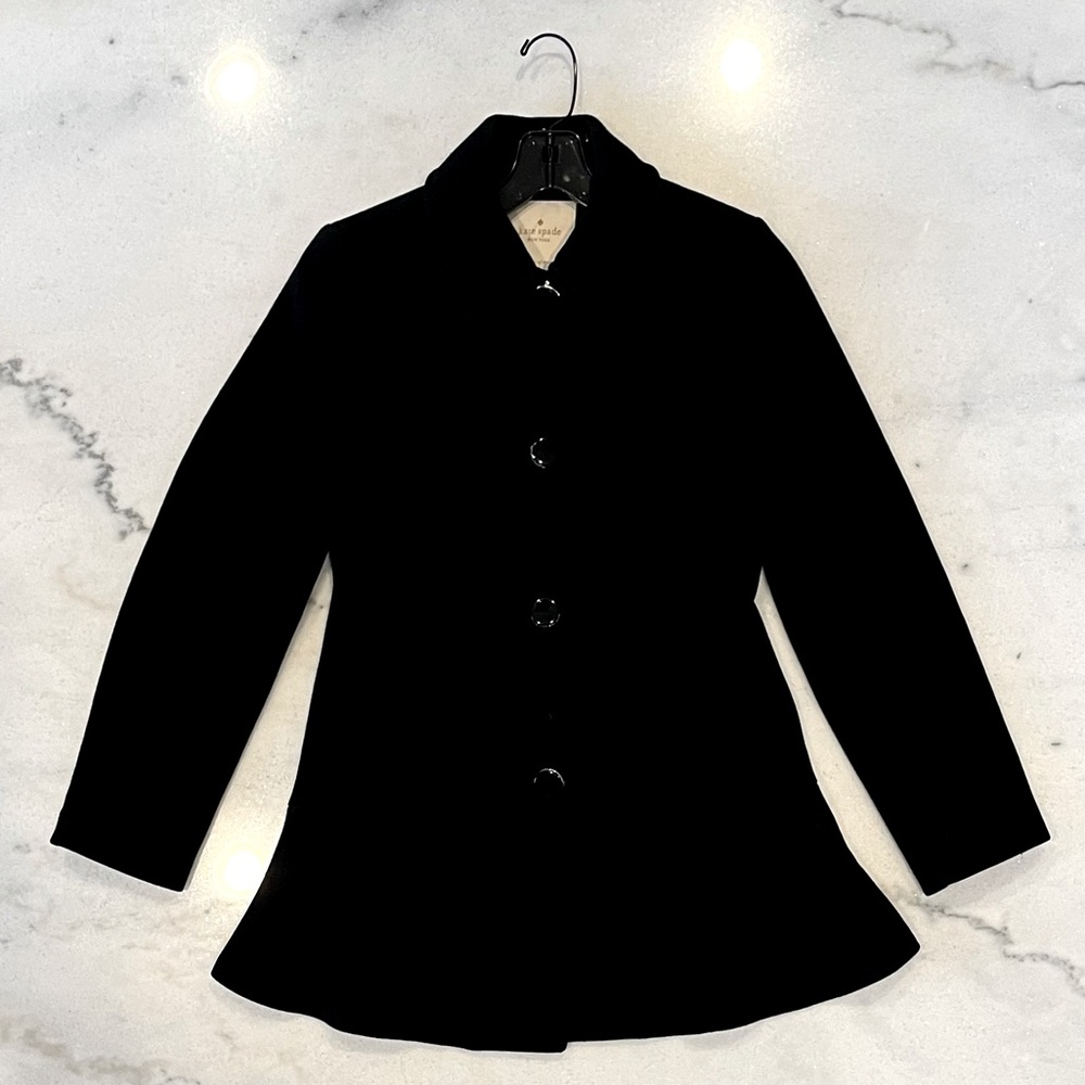 Kate Spade Faux-Fur Trim Fit and Flare Wool Coat - Picture 3 of 4